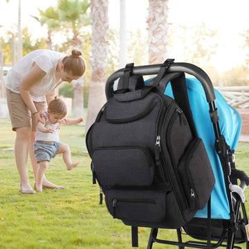 Mancro Diaper Bag Backpack, Multifunctional Dad Diaper Bag With 2 Side Insulated Pockets, Travel Water Resistant Baby Diaper Bac