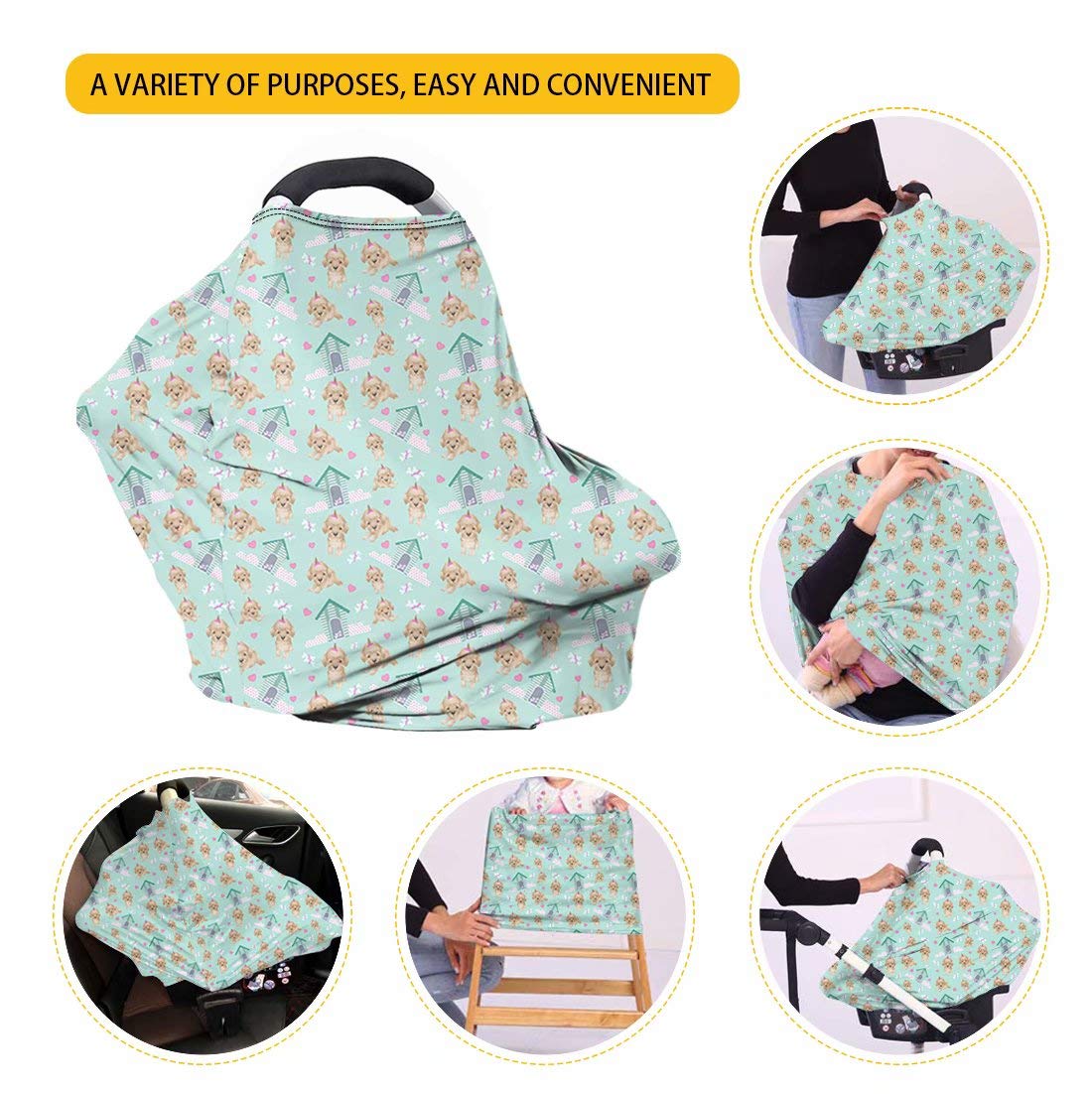 Afpanqz Floral Dachshunds Baby Car Seat Cover Canopy And Nursing Cover Infant Car Canopy Spring Autumn Winter Snug Warm Breathab