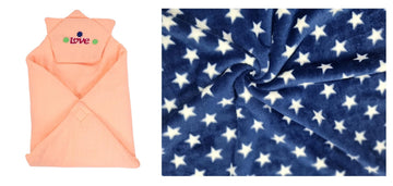 CTMKIDS Baby Wrap with Cap for Kids 74x74 cm  Peach & Baby Blankets New Born Pack of Star Wrapper Bedsheet  Navy