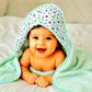 Baby Hooded Towel, Mint Green with Floral Print Hood