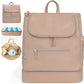 MOMINSIDE Diaper Bag Backpack - Large Baby Diaper Bag with 14 Pocket, Leather & Nylon Travel Diaper Backpack for Mom, Breast Pum