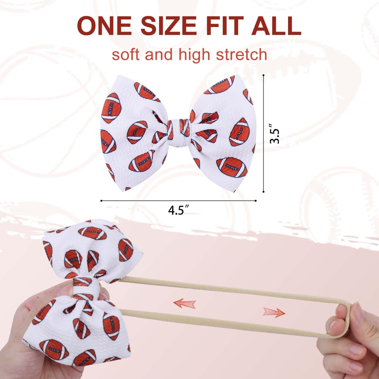 Yanjie Baby Girls Hairband - Set Of 4 Pcs Football, Basketball, Soccer, Rugby Nylon Baby Headbands For 0-6 Months Newborn Infant
