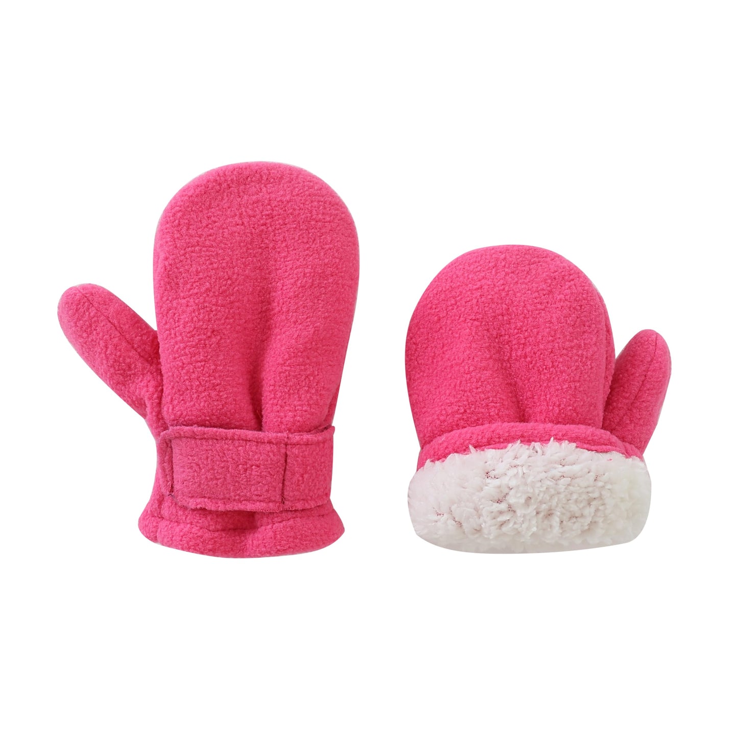 Baby Toddler Mittens Boys Girls Winter Outdoor Gloves Kids Easy-On Fleece Warm Mitterns Pink Rose White 3 Pairs M(1-2 Years)