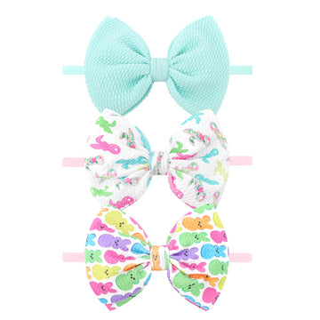 Yanjie Easter Baby Bows Rabbit Bow For Girls Newborn Infant Easter Bunny Ears Bow Elastic Nylon Headband Easter Hair Accessories