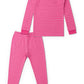 MONICA + ANDY Kids Two Piece Pajama Set, Size 6/7, Dark Pink Tonal Stripe, 100% Organic Clothes for Girls & Boys, Matching Set, 