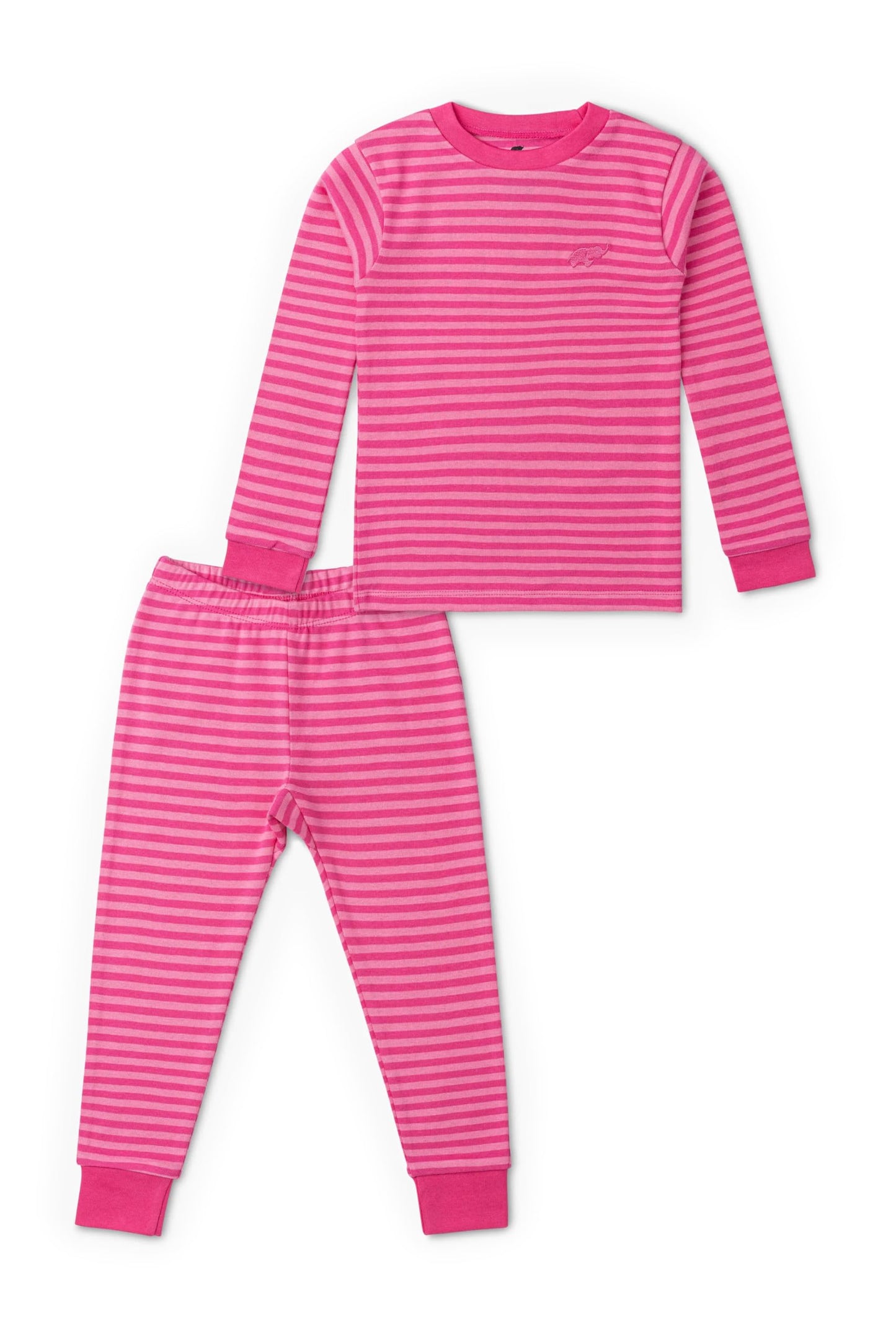 MONICA + ANDY Kids Two Piece Pajama Set, Size 6/7, Dark Pink Tonal Stripe, 100% Organic Clothes for Girls & Boys, Matching Set, 