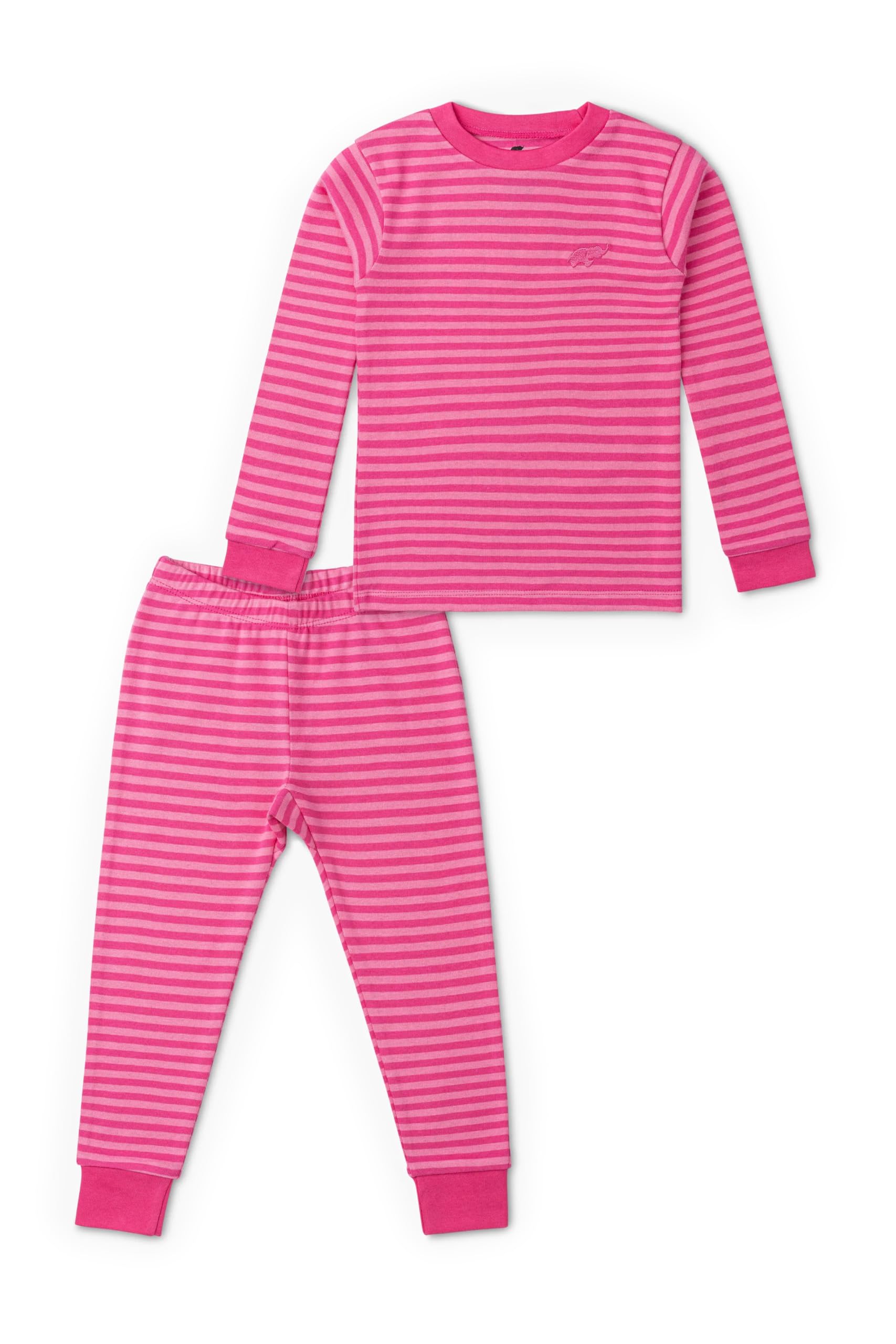 MONICA + ANDY Kids Two Piece Pajama Set, Size 6/7, Dark Pink Tonal Stripe, 100% Organic Clothes for Girls & Boys, Matching Set, 