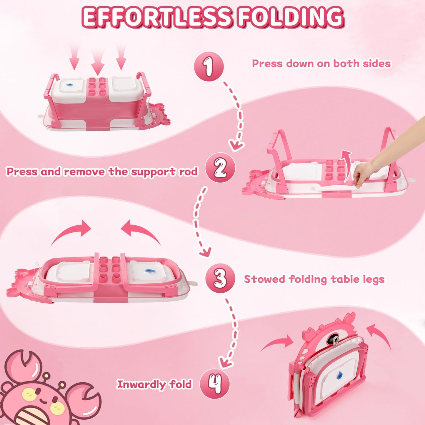 Baby Bathtub,Collapsible Baby Bath Tub With Thermometer & Soft Floating Cushion,Portable Travel Baby Bathtubs For Newborns To To