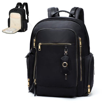 miss fong Diaper Backpack - Mommy & Dad Diaper Bag with Dispenser, 16 Pockets, Large Capacity, Travel & Baby Shower Gifts - Dark