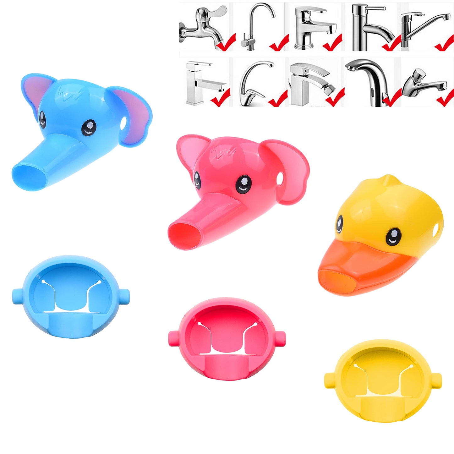 Kare & Kind Animal Shaped Faucet Extenders - 3 Pack - Fun Water Spouts For Toddlers, Kids, Children - Promotes Personal Hygiene