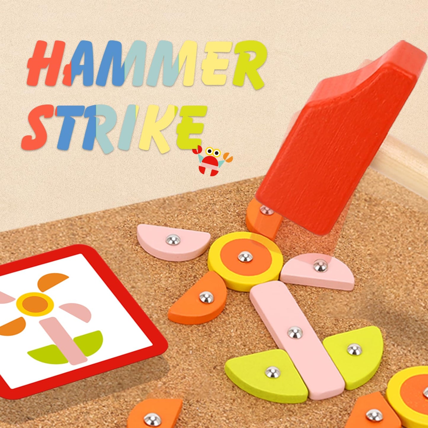 TOOKYLAND Fine Motor Toys, Toy Hammer and Nails Game is Montessori Toys That Exercise Childrens Hands-on Skills and Develop The