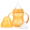 Nuby 3-Stage Wide Neck No Spill Bottle With Handles And Non-Drip Juice Spout, 3 Months, 8 Ounce, Orange