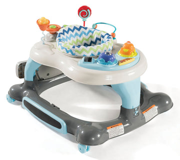 Storkcraft 3-In-1 Activity Walker And Rocker With Jumping Board Feeding Tray, Interactive Toy Tray For Toddlers Infants, Blue/Gr