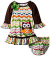 Bonnie Jean Baby Girls Owl Pumpkin Dress & Bloomer 6-9M Brown