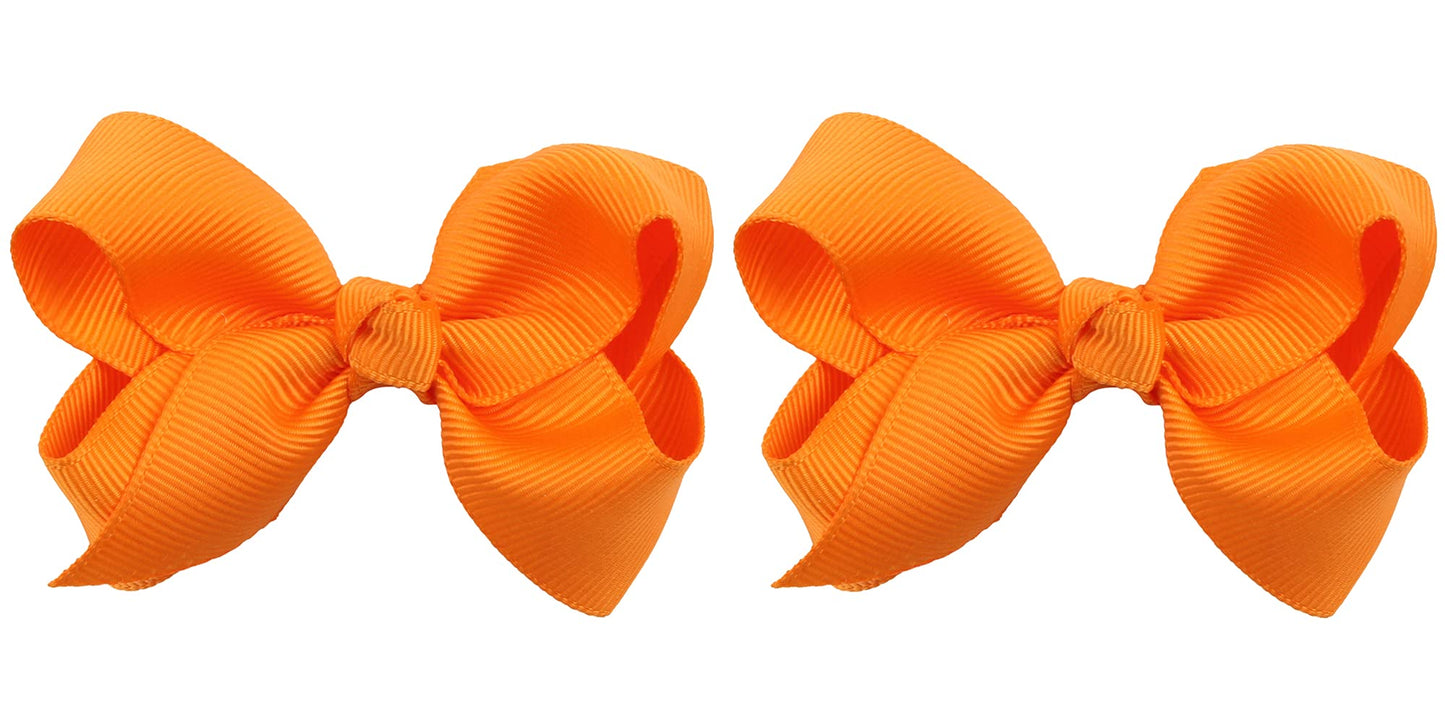 Zoonai 3 Inch Baby Girl Hair Bows Boutique Hair Clip Teens Toddlers Hairpin Headwear - Set Of 2 (Orange)