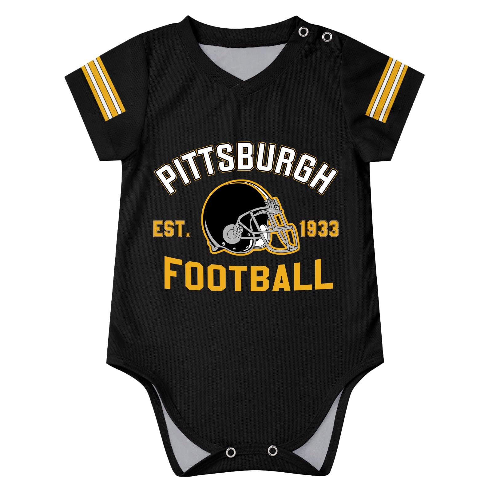 OAOANS Pittsburgh Baby Clothes Custom Name Number Personalized Football Baby Jersey Clothing Newborn Toddler Apparel 0-24 Months