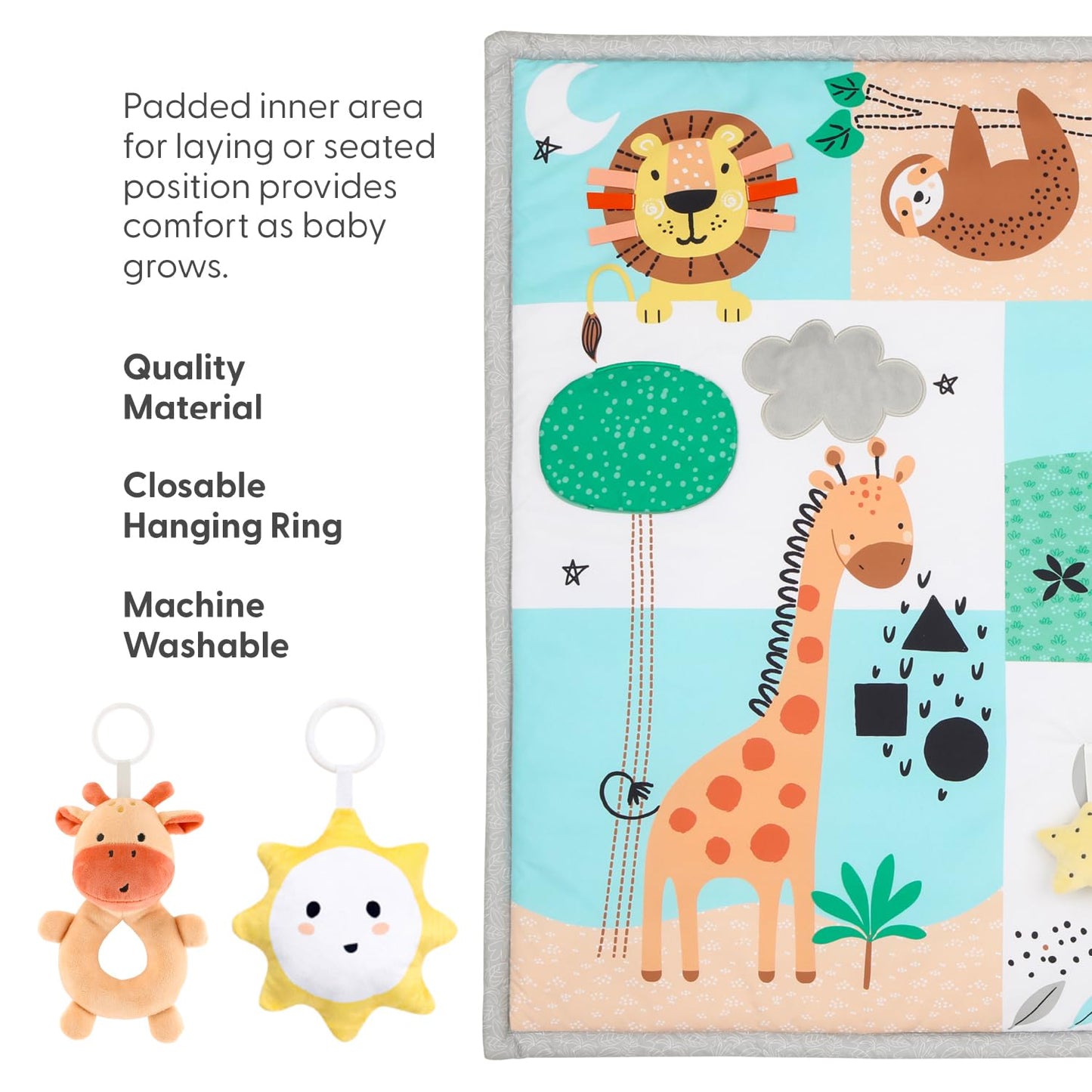 The Peanutshell Unisex Baby Play Gym & 7-In-1 Play Mat - Playmat Baby Toys 0-6, 6-12 Months Tummy Time Mat With Hanging Toys, So