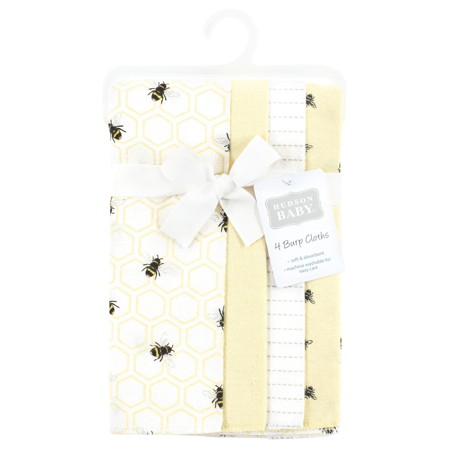 Hudson Baby Unisex Baby Cotton Flannel Burp Cloths, Honey Bee, One Size