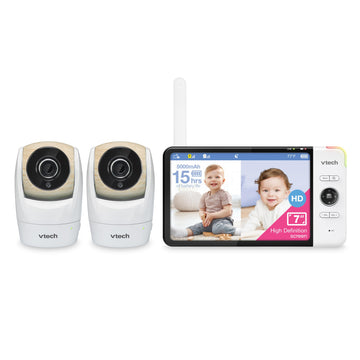 Vtech Vm919-2Hd Baby Monitor, 7' 720P Screen, 2 Cameras, 360 Panoramic Viewing, 110 Wide-Angle View, Night Vision, Up To 1000Ft