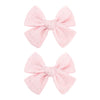 YanJie 2PCS Lace Hair Bow Clips 4 Light Pink Alligator Barrettes Bows with Rhinestone Baby Girl Hair Accessories for Infant Todd