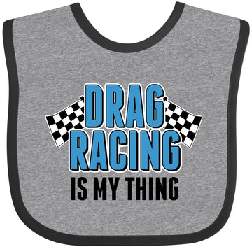 Inktastic Drag Racing Is My Thing With Flags Baby Bib Heather And Black 29E9A