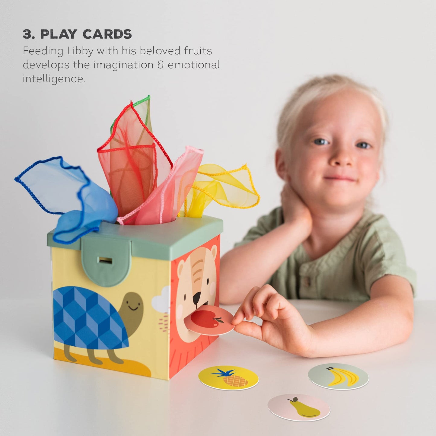 Taf Toys Sensory Baby Tissue Box, Object Permanence Box, Imaginary Play for Infants & Toddlers, Montessori Square Sensory Toys C