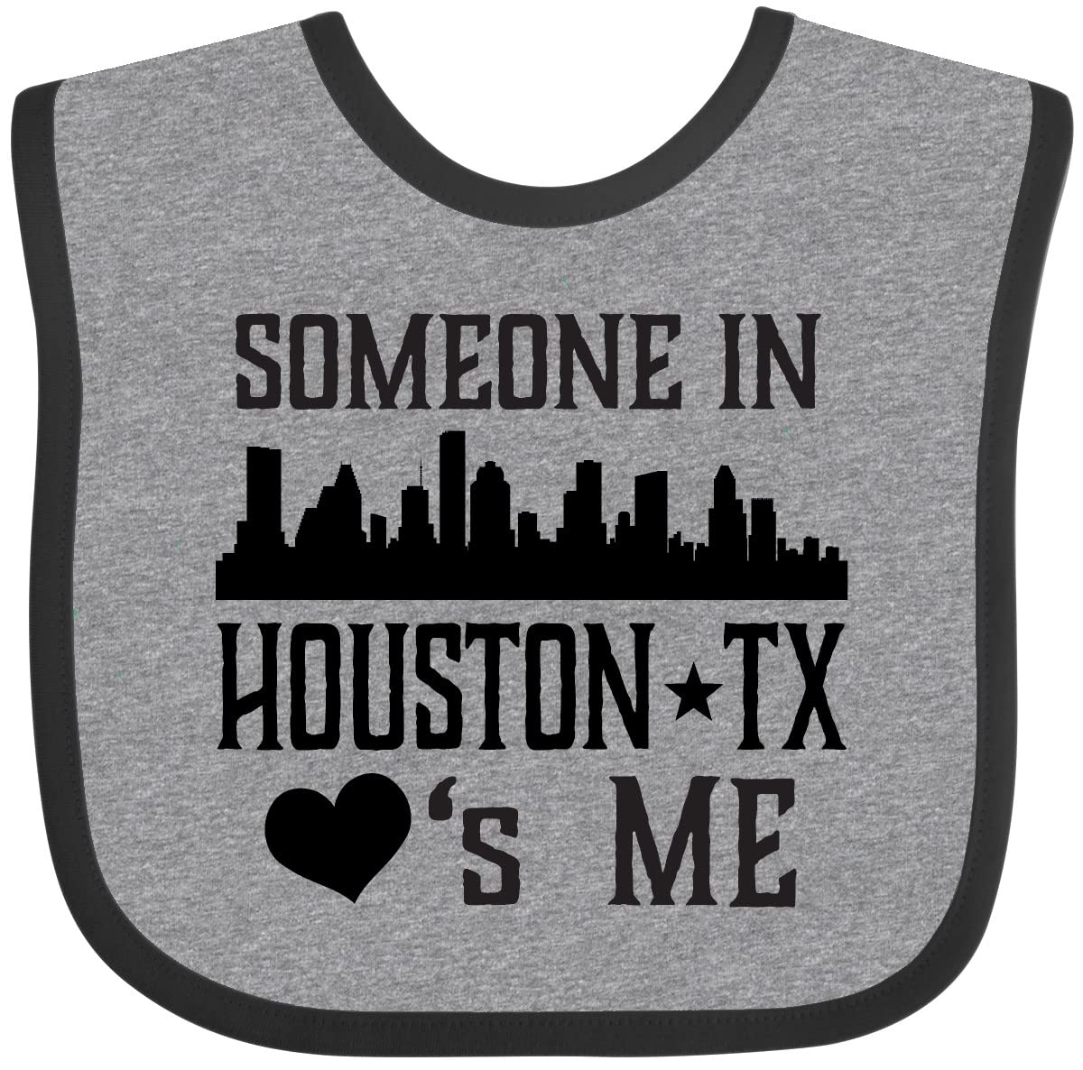 Inktastic Houston Texas Someone Loves Me Skyline Baby Bib Heather And Black 35Ecc