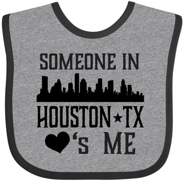 Inktastic Houston Texas Someone Loves Me Skyline Baby Bib Heather And Black 35Ecc