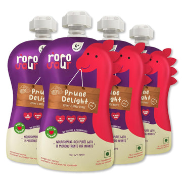 Rorosaur Baby Food Pouch | Prune Fruit Puree Helps With Constipation & Indigestion For Baby And Toddlers,6+ Months, No More Tumm