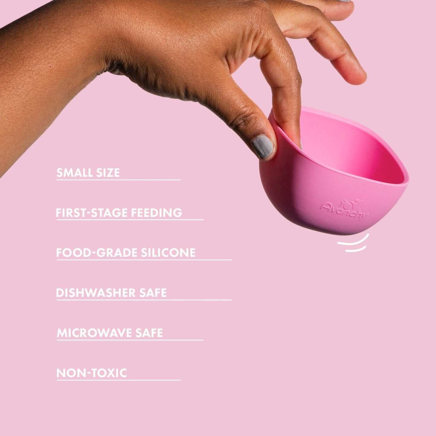 Avanchy Baby Bowls Silicone Mini Prep Bowl Set For Babies Kids Toddler For Feeding Food 4 Oz, Magenta