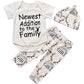 Newborn Suit For Baby Shower Deer Print Long Sleeve Romper+Long Pants+Hat (0-3Months, Girl),3M