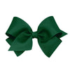 Wee Ones Girls' Classic Grosgrain Hair Bow With Plain Wrap Center On A Weestay Hair Clip, Handmade, Small Sized Bow, Forest Gree