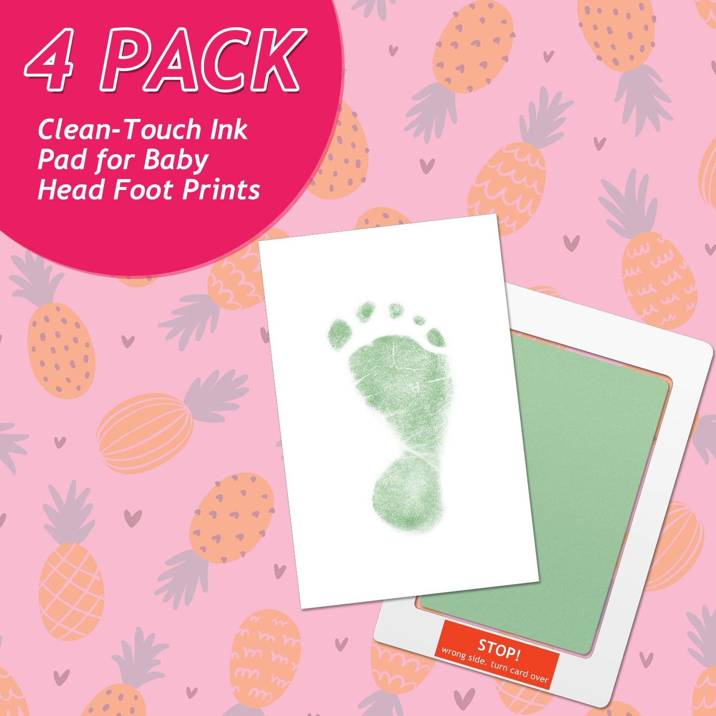 Outus 3 x 5 Inch Newborn Handprint and Footprint Paw Print Kit 4 Clean Touch Ink Pads 10 Imprint Cards Pet Inkless Hand and Feet