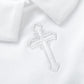 Pureborn Baby Boys Baptism Romper Organic Cotton Long Sleeve Christening Jumpsuit For Infant Boy Baptism Outfit White Newborn