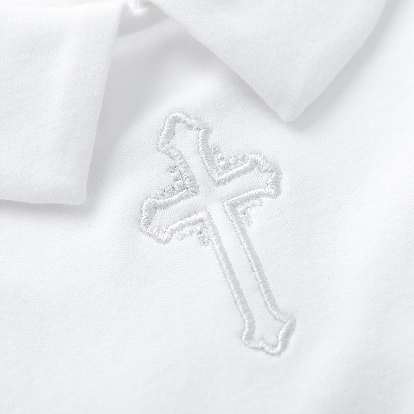 Pureborn Baby Boys Baptism Romper Organic Cotton Long Sleeve Christening Jumpsuit For Infant Boy Baptism Outfit White Newborn