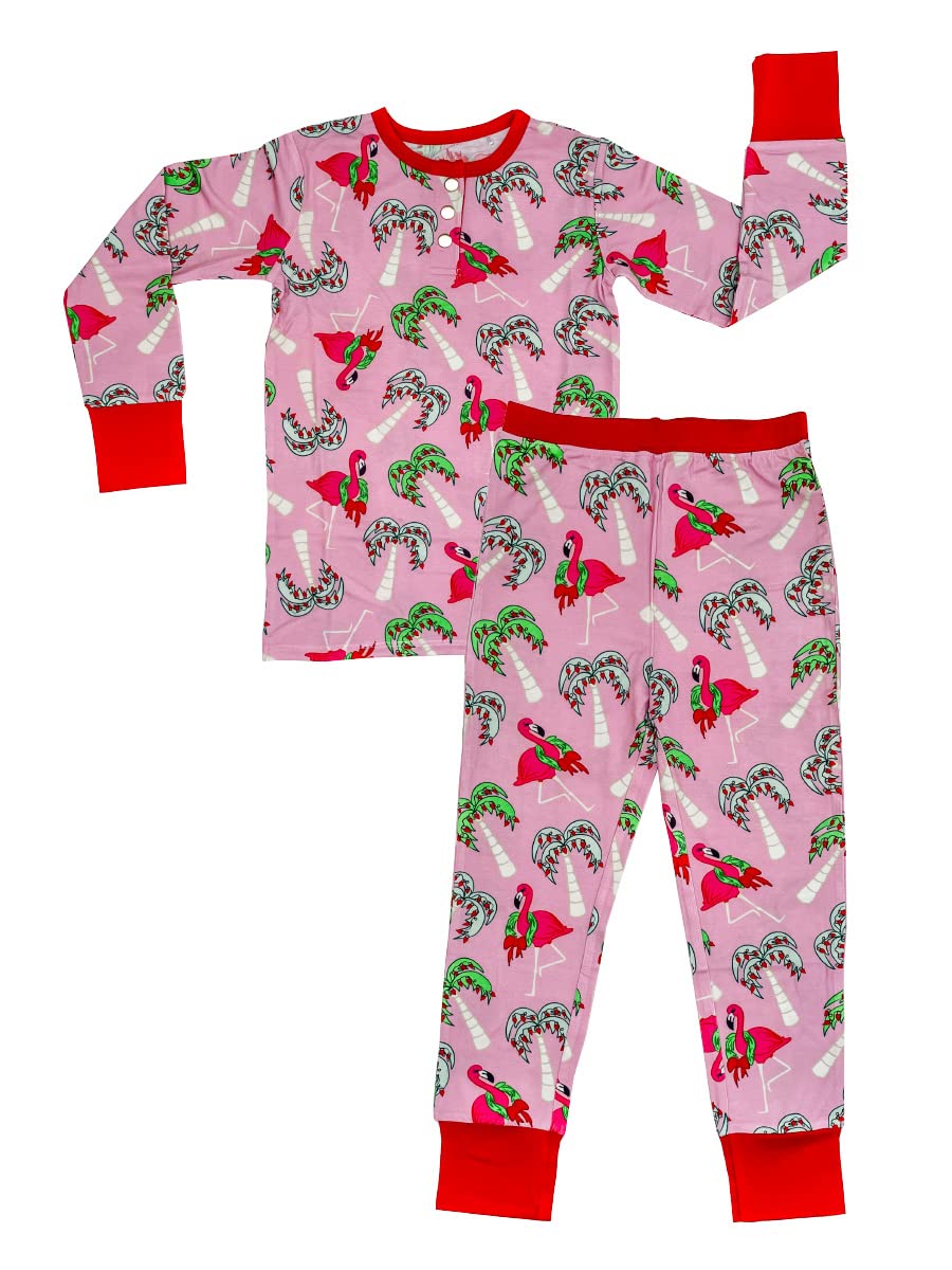 Florida Kid Co. Fa La La Mingo Two Piece Christmas Pajama Set for Toddlers, made with Viscose from Bamboo and Spandex, Fa La La 