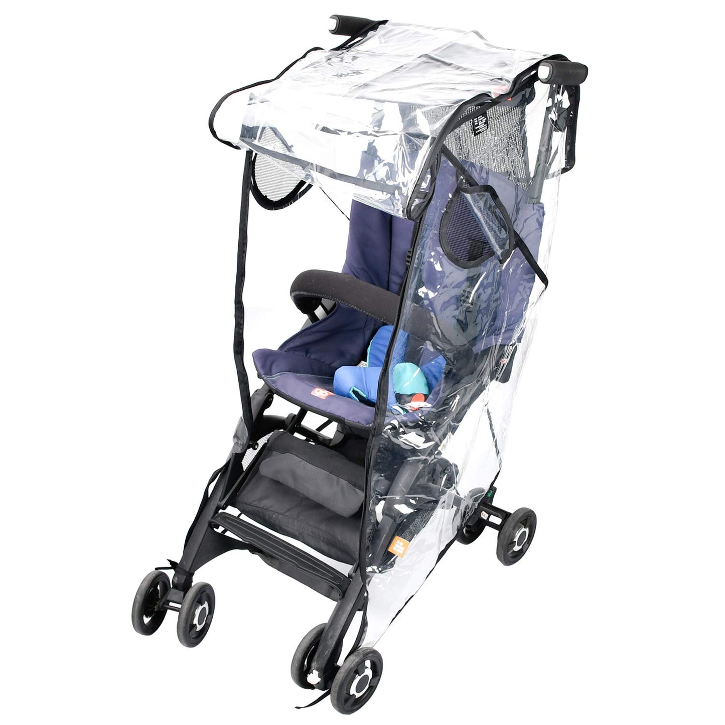 Stroller Rain Cover, Universal Black Clear Baby Travel Weather Shield For Outdoor Protection, Plastic Rain Stroller Cover For Wi