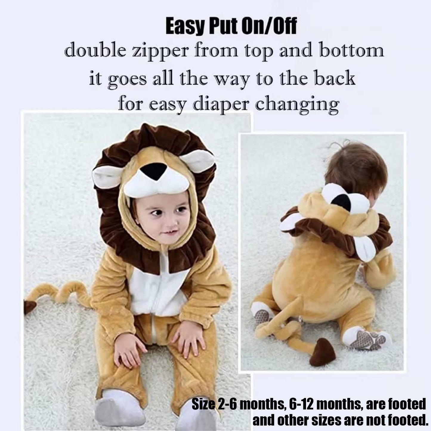Qiaoniuniu Halloween Baby Lion Costumes Toddler Outfit Infants Cosplay Romper 6-12 Months