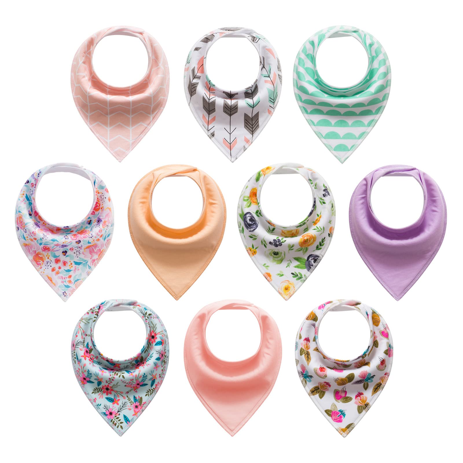 Baby Bandana Drool Bibs For Boys, Girls, Baby Unisex Cotton Bibs 10 Pack Soft And Absorbent (Magical Ocean)