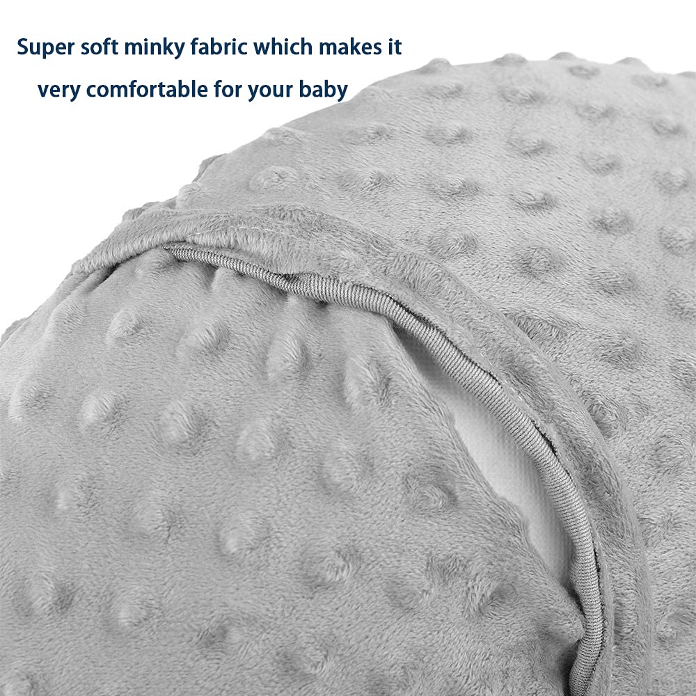 Ievolve Minky Nursing Pillow Cover Breast Feeding Pillow Cover Slipcover U Shape For Baby Boy Girl,Cover Only(Beige&White, Pack