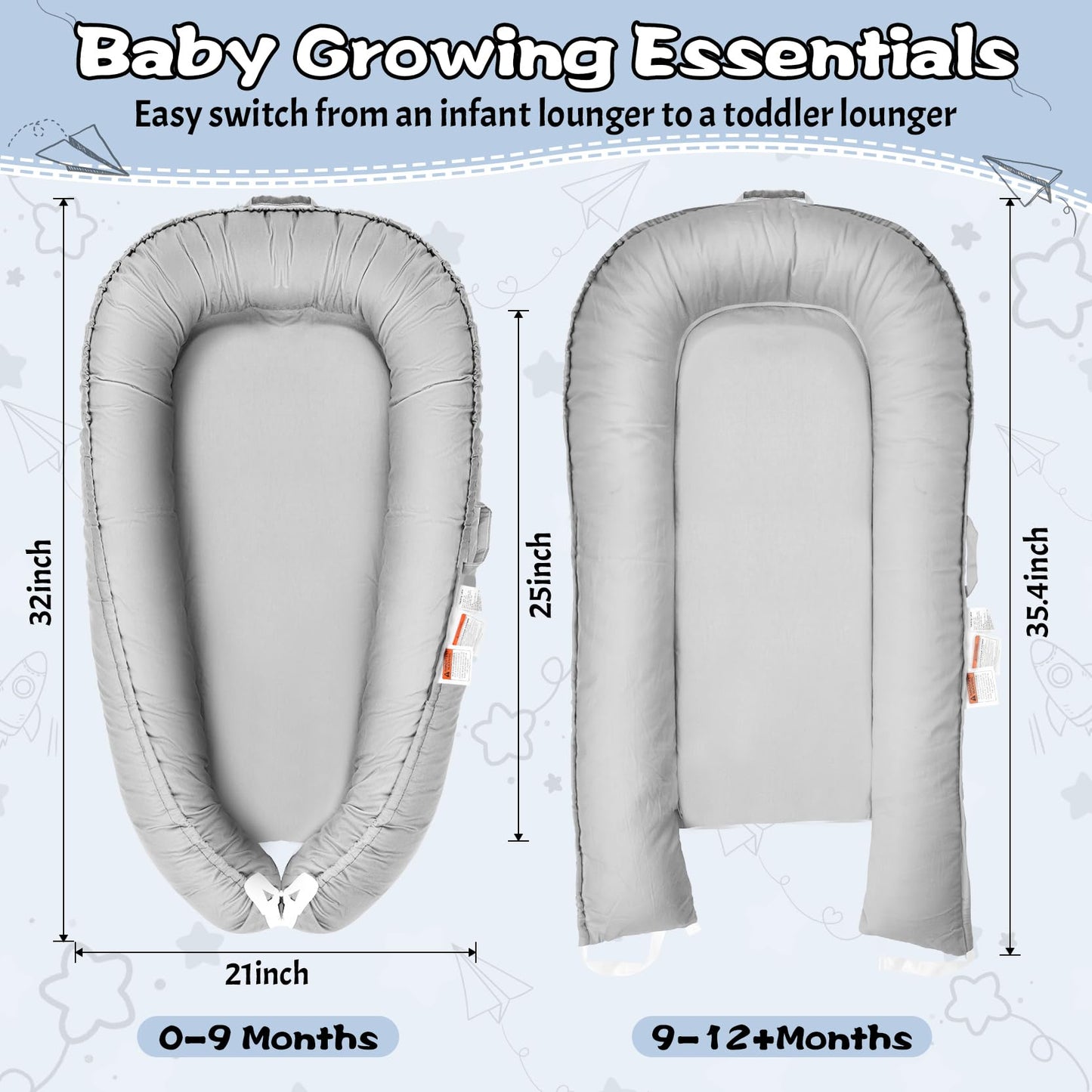 Baby Lounger, Infant Nest Cover, Newborn Lounger Cover Co Sleeper For Baby 0-24 Months, 100% Cotton Breathable Cosleeper For Bab