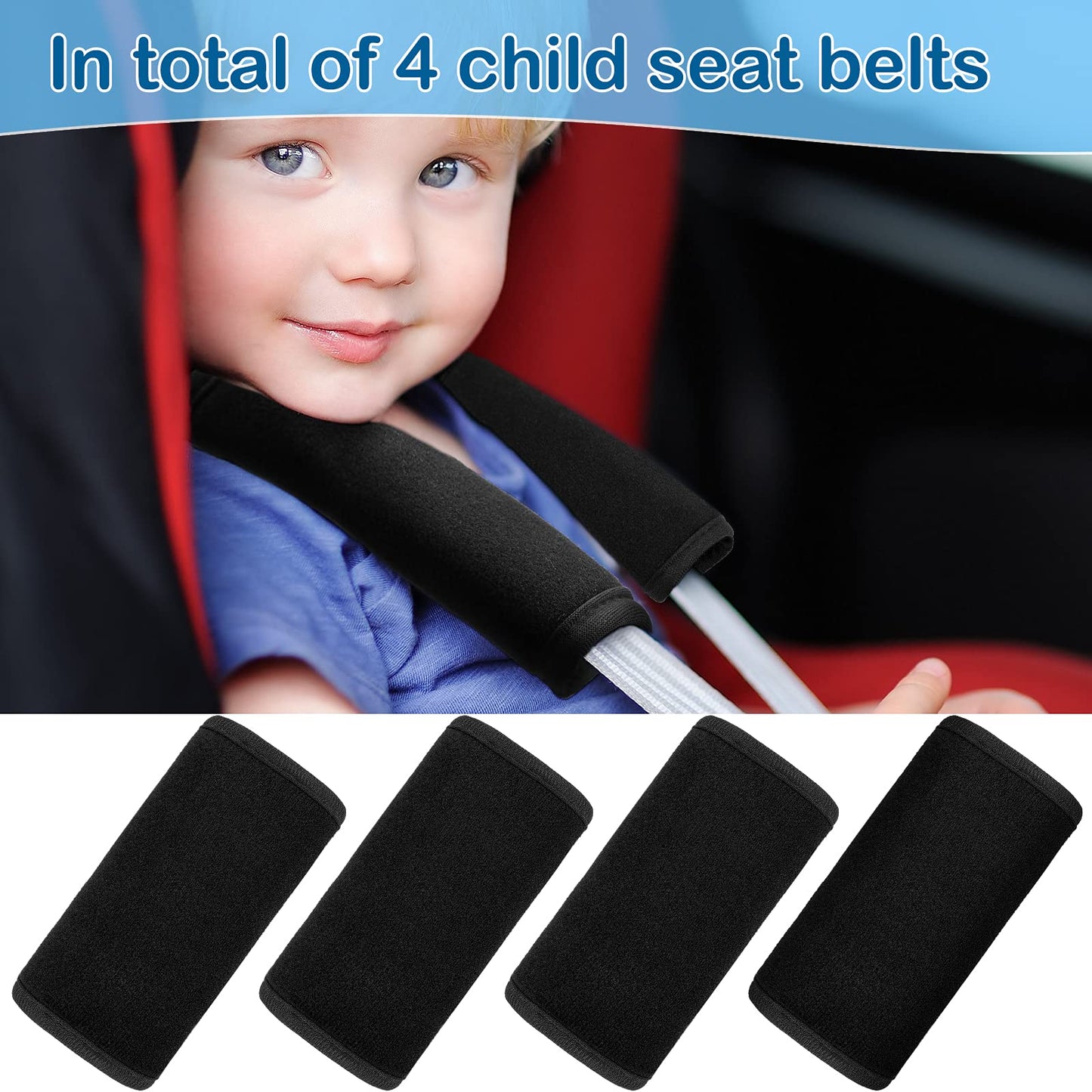 4 Pieces Baby Car Seat Belt Covers Soft Car Seat Straps Shoulder Pads For Kid Infant Stroller Strap Covers Seat Safety Belt Cush