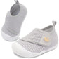FEETCITY Baby First Walker Shoes Boys Girls Wide Infant Shoes Barefoot Baby Sneakers Newborn Crib Shoe Flexible Infant Shoe Grey