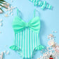 Mioglrie Toddler Baby 3T Swimsuit Girl 4T Bathing Suit Girls One Piece Swimwear Green Ruffle Stripe Summer Beach Swim Suit