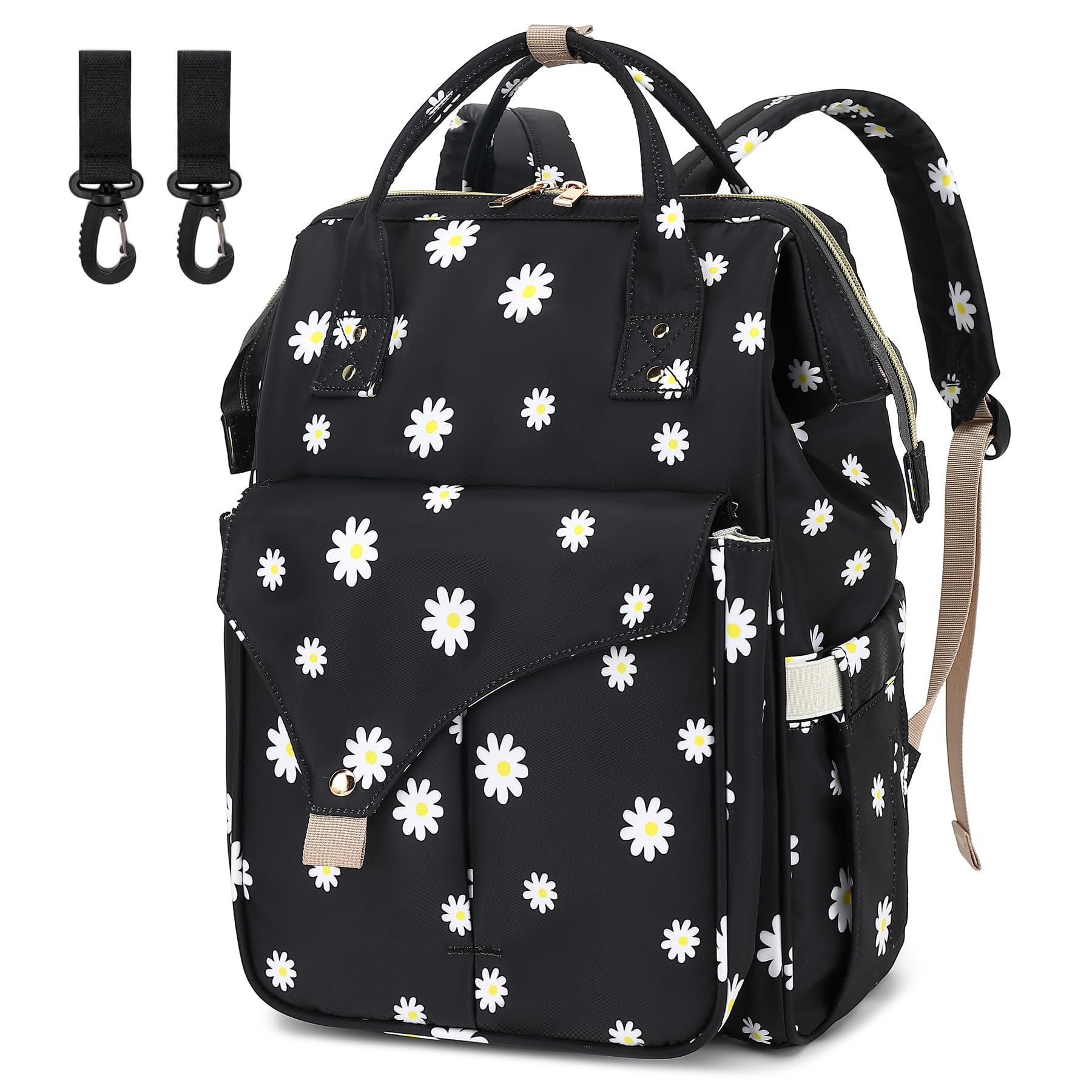Daisy Diaper Bag Backpack for Baby Girls Boys, Large Capacity Multifunction Waterproof Maternity Mom Nappy Bags with Stroller St