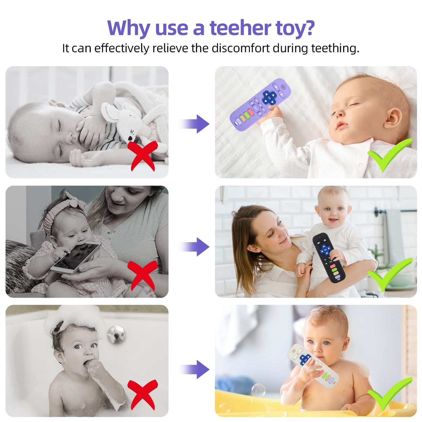 Chuya Silicone Baby Teething Toy Remote Control Shape Chew Toy for Babies 3-6 Months 3-24 Months, Teether Relief Baby Toys for I