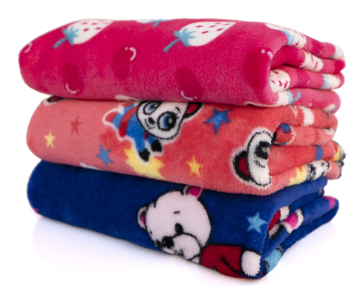 Uber World Baby Newborn (09 Months) AC Blanket with Hood Flannel Fleece Combo Pack of 3