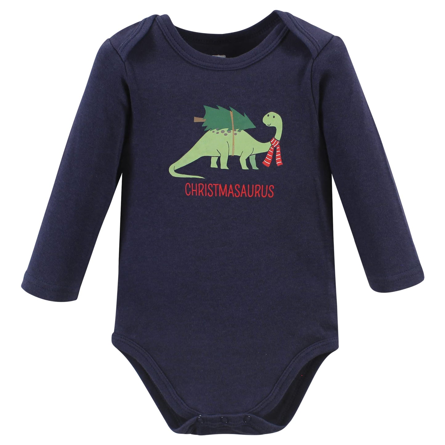 Hudson Baby Unisex Baby Cotton Long-Sleeve Bodysuits, Christmasaurus, 0-3 Months
