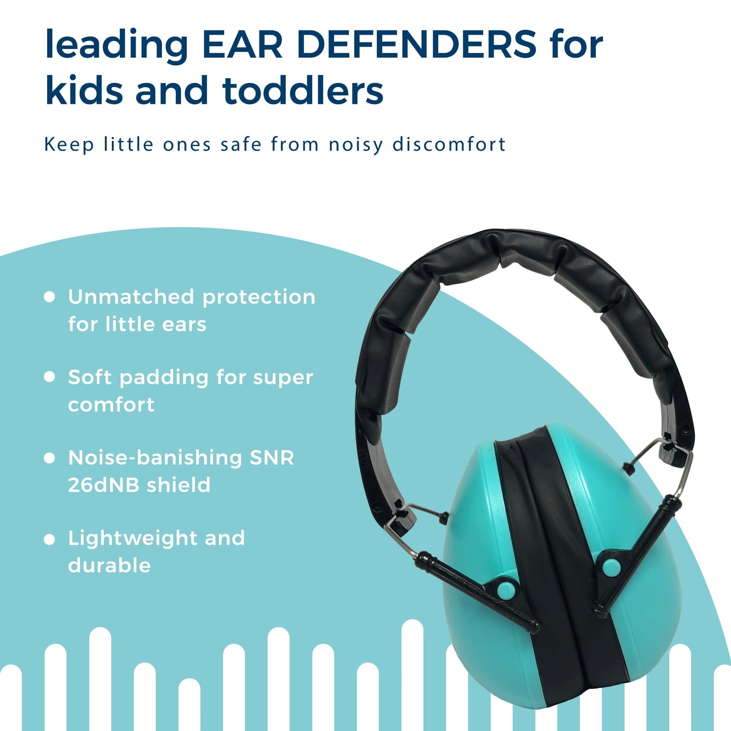 Banz Kidz Earmuffs 2 Years & Older - Lagoon Blue - Loud Noise Cancelling Kids Headphones & Toddler Ear Muffs, Size Adjustable