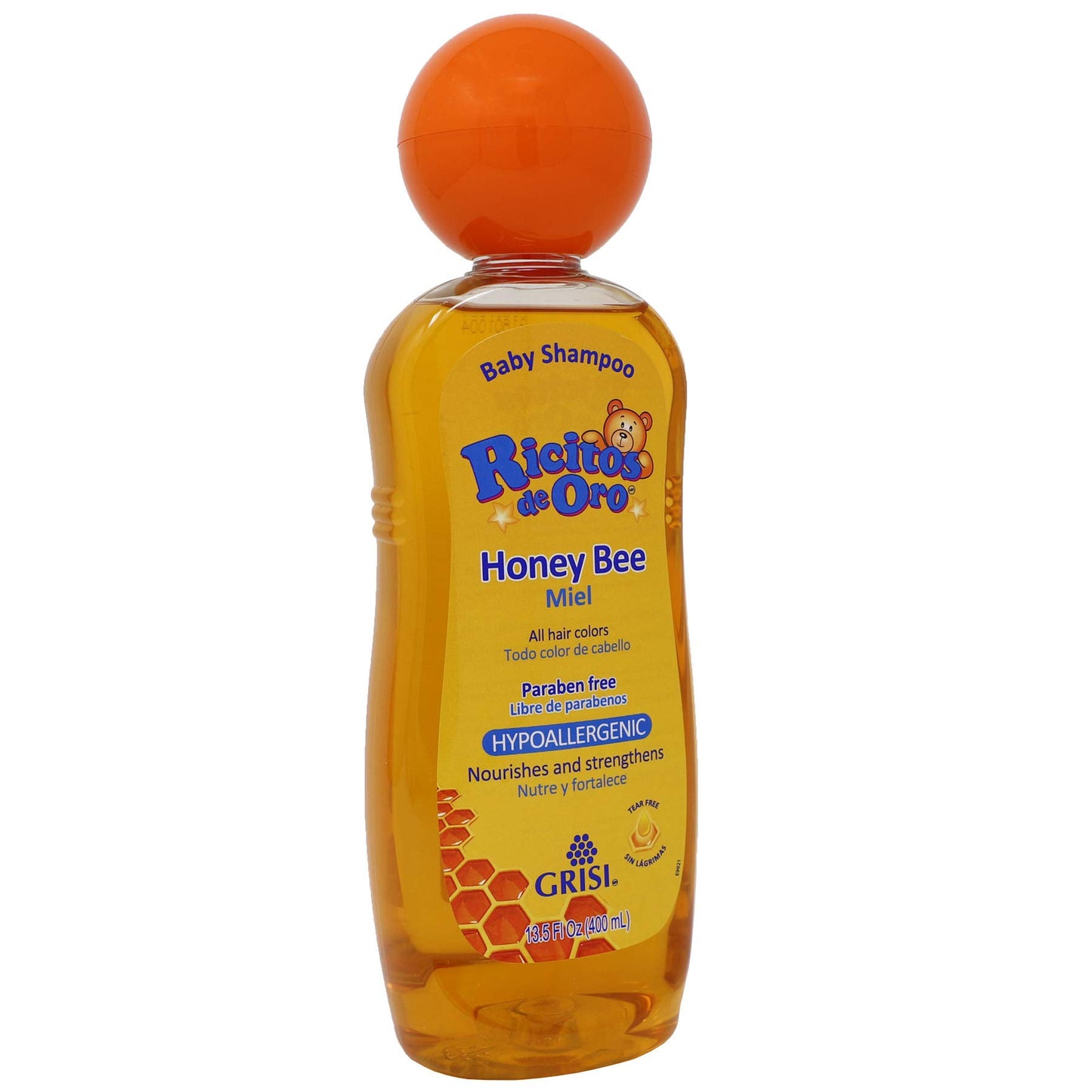 Ricitos De Oro Honey Bee Shampoo Baby Cleansing Shampoo Rattle Cap Parabenfree Product For Babys Delicate Hair Hypoallergenic 3-